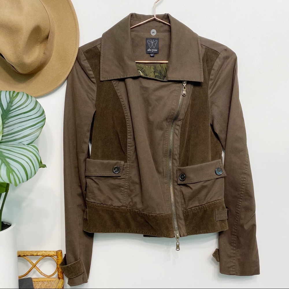 anthro | ella moss duncan utility jacket umber brown xs